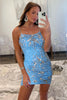 Load image into Gallery viewer, Blue Stylish Bodycon Spaghetti Straps Short Homecoming Dress with Sequins