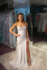 Load image into Gallery viewer, White Mermaid Sweetheart Long Prom Dress With Slit