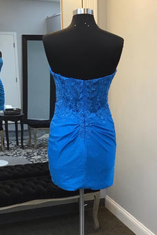 Glitter Royal Blue Sweetheart Corset Homecoming Dress with Lace