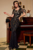 Load image into Gallery viewer, Black Blush Sequins Long 1920s Dress