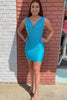 Load image into Gallery viewer, Sparkly Black V-Neck Bodycon Homecoming Dress with Beading