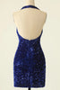 Load image into Gallery viewer, Sparkly Green Halter Bodycon Homecoming Dress with Sequins