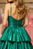 Load image into Gallery viewer, Dark Green A Line Tiered Long Satin Prom Dress with Slit