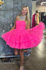 Load image into Gallery viewer, Blue A-Line Sweetheart Tulle Tiered Corset Short Homecoming Dress