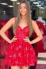 Load image into Gallery viewer, Pink Sparkly Spaghetti Straps Sequins Short Homecoming Dress