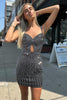 Load image into Gallery viewer, Sparkly Black Spaghetti Straps Short Homecoming Dress with Beading