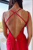 Load image into Gallery viewer, Red Mermaid Spaghetti Straps Long Corset Prom Dress With Slit