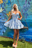 Load image into Gallery viewer, A-Line Blue Sweetheart Corset Homecoming Dress with Ruffles