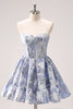 Load image into Gallery viewer, Sweetheart A-Line Blue Corset Homecoming Dress with Ruffles