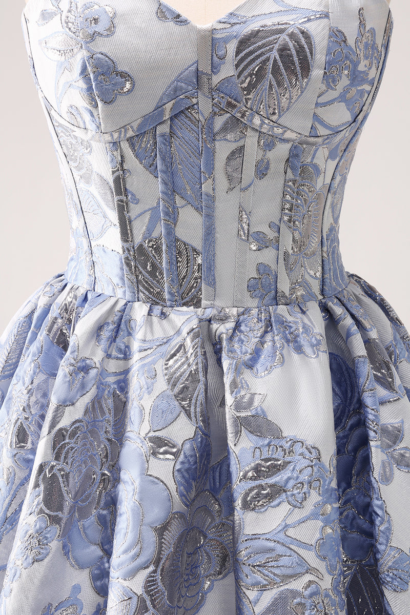 Load image into Gallery viewer, Sweetheart A-Line Blue Corset Homecoming Dress with Ruffles