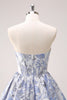 Load image into Gallery viewer, A-Line Blue Sweetheart Corset Homecoming Dress with Ruffles