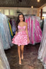 Load image into Gallery viewer, A-Line Pink Spaghetti Straps Corset Homecoming Dress with 3D Flowers