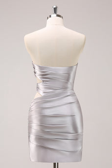 Sparkly Silver Sweetheart Tight Short Homecoming Dress