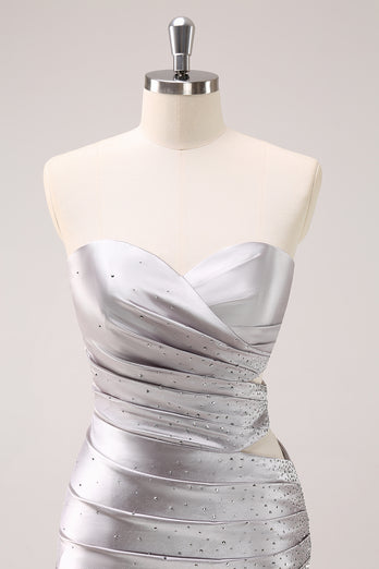 Sparkly Silver Sweetheart Tight Short Homecoming Dress