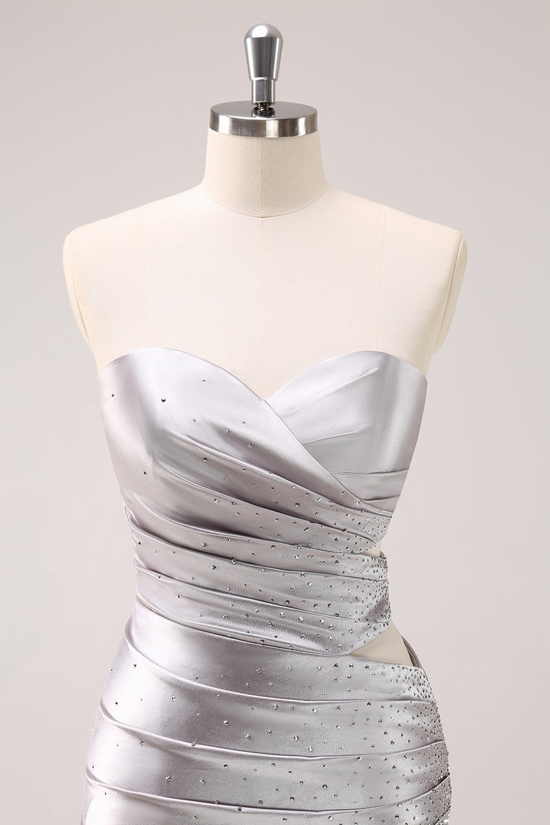 Load image into Gallery viewer, Sparkly Silver Sweetheart Tight Short Homecoming Dress