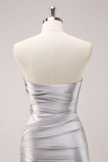 Sparkly Silver Sweetheart Tight Short Homecoming Dress