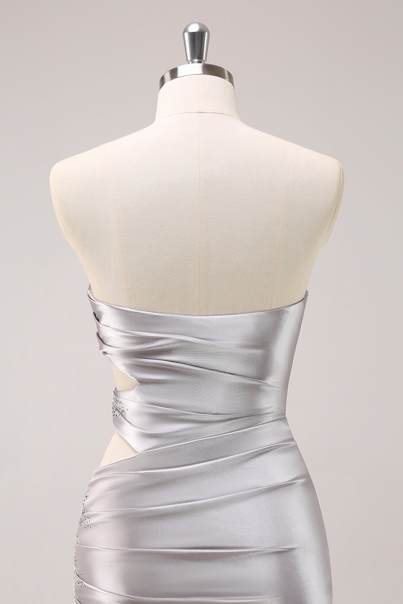 Load image into Gallery viewer, Sweetheart Silver Bodycon Homecoming Dress with Beading