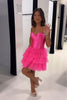 Load image into Gallery viewer, Fuchsia A-Line Sweetheart Corset Tiered Homecoming Dress