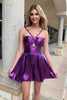 Load image into Gallery viewer, Silver Spaghetti Straps A-Line Pleated Homecoming Dress