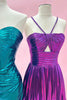 Load image into Gallery viewer, Golden Spaghetti Straps A-Line Pleated Homecoming Dress