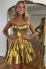 Load image into Gallery viewer, Golden A-Line Sweetheart Tiered Homecoming Dress