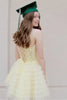 Load image into Gallery viewer, Yellow V-Neck Corset Tiered Homeming Dress with Appliques