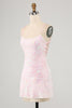 Load image into Gallery viewer, Sparkly Spaghetti Straps Pink Tight Homecoming Dress with Sequins