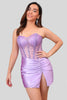 Load image into Gallery viewer, Sparkly Lilac Sweetheart Corset Tight Homecoming Dress with Slit