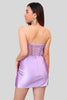 Load image into Gallery viewer, Sparkly Lilac Sweetheart Corset Tight Homecoming Dress with Slit