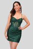 Load image into Gallery viewer, Dark Green Lace-Up Back Corset Tight Homecoming Dress with Sequins