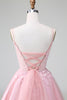 Load image into Gallery viewer, Blush A-Line Spaghetti Straps Tulle Homecoming Dress mit Appliques