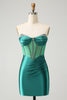 Load image into Gallery viewer, Sweetheart Dark Green Corset Homecoming Dress with Beading