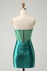 Load image into Gallery viewer, Sweetheart Dark Green Corset Homecoming Dress with Beading