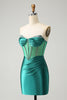 Load image into Gallery viewer, Sweetheart Dark Green Corset Homecoming Dress with Beading