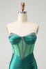 Load image into Gallery viewer, Sweetheart Dark Green Corset Homecoming Dress with Beading