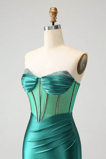 Sweetheart Dark Green Corset Homecoming Dress with Beading