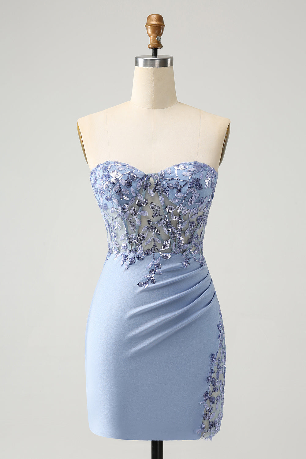 Sweetheart Lilac Bodycon Corset Homecoming Dress with Sequins