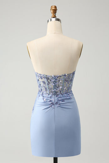 Sweetheart Lilac Bodycon Corset Homecoming Dress with Sequins