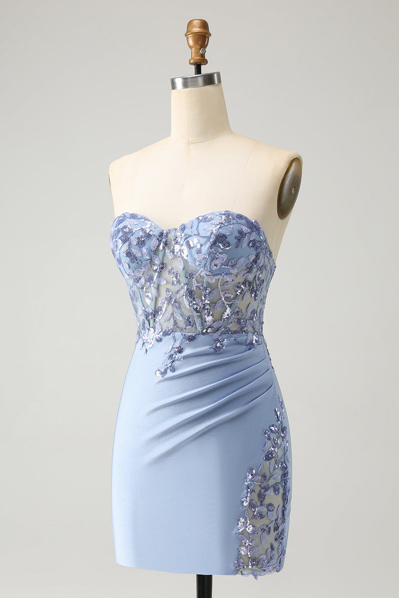 Load image into Gallery viewer, Sweetheart Lilac Bodycon Corset Homecoming Dress with Sequins