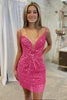 Load image into Gallery viewer, Sparkly Red Spaghetti Straps Bodycon Homecoming Dress with Sequins