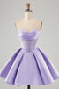 Load image into Gallery viewer, A-Line Sweetheart Fuchsia Corset Short Homecoming Dress with Beading