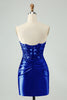 Load image into Gallery viewer, Sweetheart Royal Blue Bodycon Ruched Homecoming Dress mit Appliques