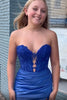 Load image into Gallery viewer, Sweetheart Navy Tight Ruched Short Homecoming Dress mit Appliques