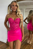 Load image into Gallery viewer, Sweetheart Fuchsia Bodycon Corset Homecoming Dress with Lace