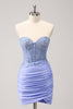 Load image into Gallery viewer, Sweetheart Lilac Tight Corset Short Homecoming Dress with Lace