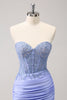 Load image into Gallery viewer, Sweetheart Lilac Tight Corset Short Homecoming Dress with Lace