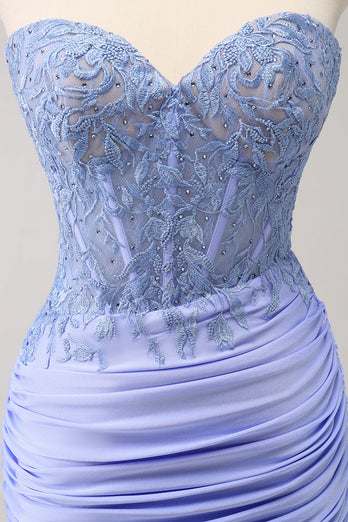 Sweetheart Lilac Tight Corset Short Homecoming Dress with Lace