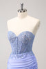 Load image into Gallery viewer, Sweetheart Lilac Tight Corset Short Homecoming Dress with Lace