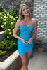 Load image into Gallery viewer, Sweetheart Blue Bodycon Corset Homecoming Dress with Lace