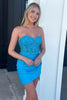 Load image into Gallery viewer, Sweetheart Blue Bodycon Corset Homecoming Dress with Lace